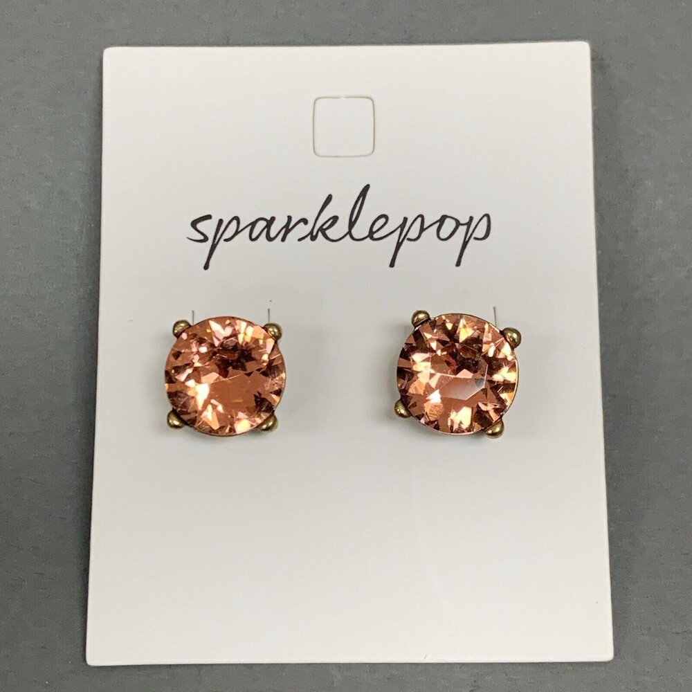Sparklepop Women's Stud Earrings Crystal Pink Brown NWOT